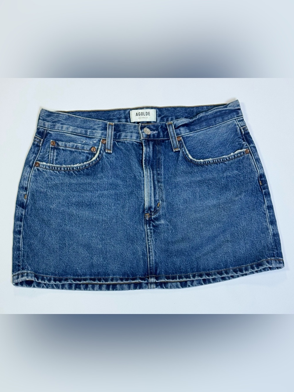 AGOLDE Organic Cotton Denim Mini Skirt Size 29 Medium Wash